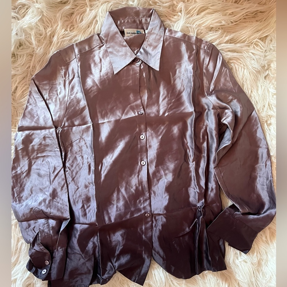 Paul Harris Design 100% Silk Button-Up Blouse